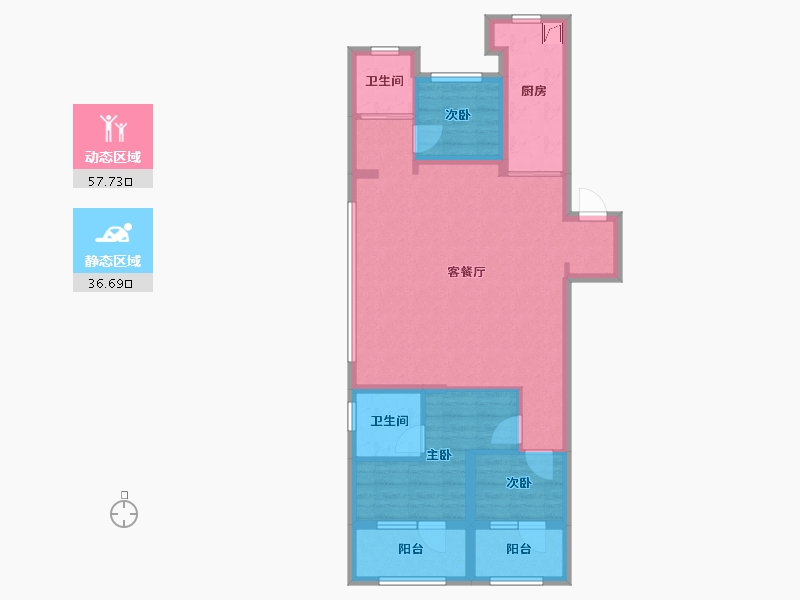 辽宁省-沈阳市-华润置地润樾府-83.46-户型库-动静分区