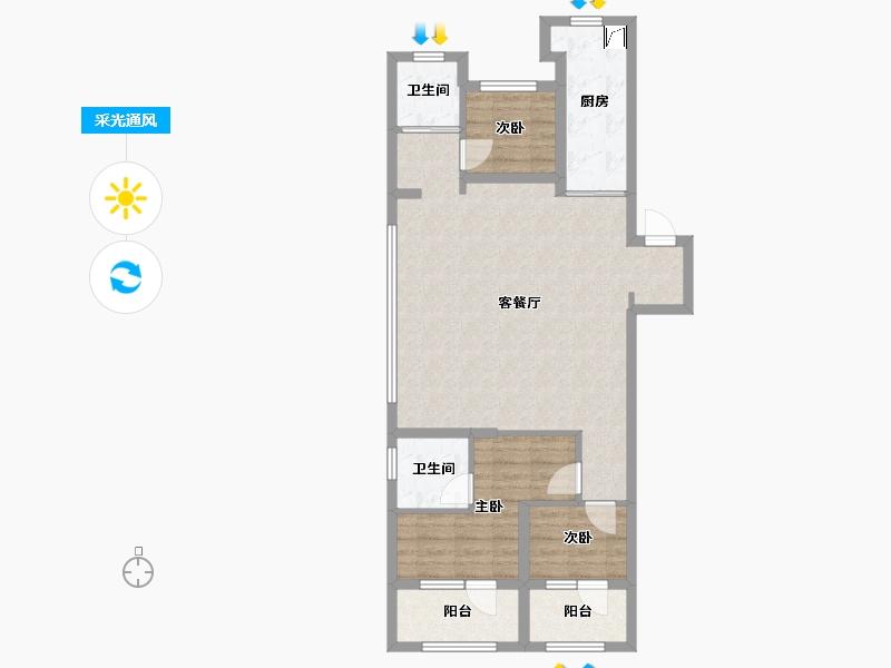 辽宁省-沈阳市-华润置地润樾府-83.46-户型库-采光通风