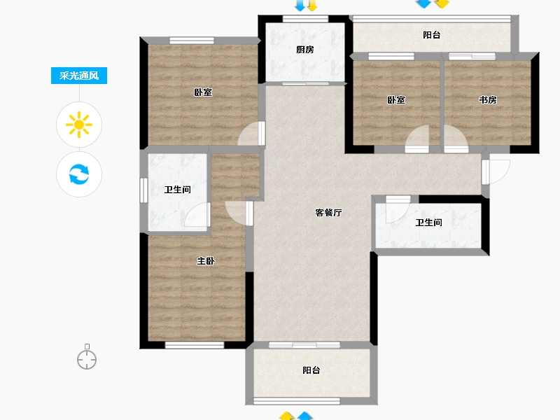 湖南省-长沙市-澳海望洲府-102.24-户型库-采光通风