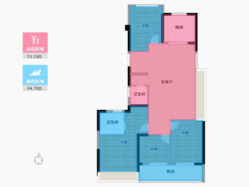 浙江省-温州市-德信新希望江屿云庄-104.86-户型库-动静分区