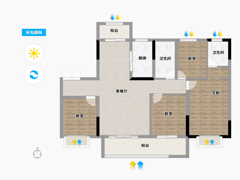 湖南省-长沙市-澳海望洲府-112.33-户型库-采光通风