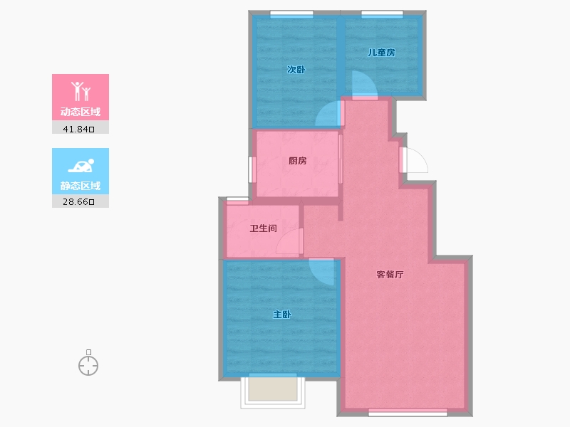 天津-天津市-雅居乐滨河雅郡-62.75-户型库-动静分区