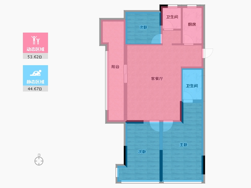 湖北省-武汉市-阳逻万达广场御江-87.20-户型库-动静分区