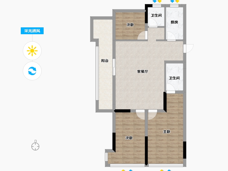 湖北省-武汉市-阳逻万达广场御江-87.20-户型库-采光通风