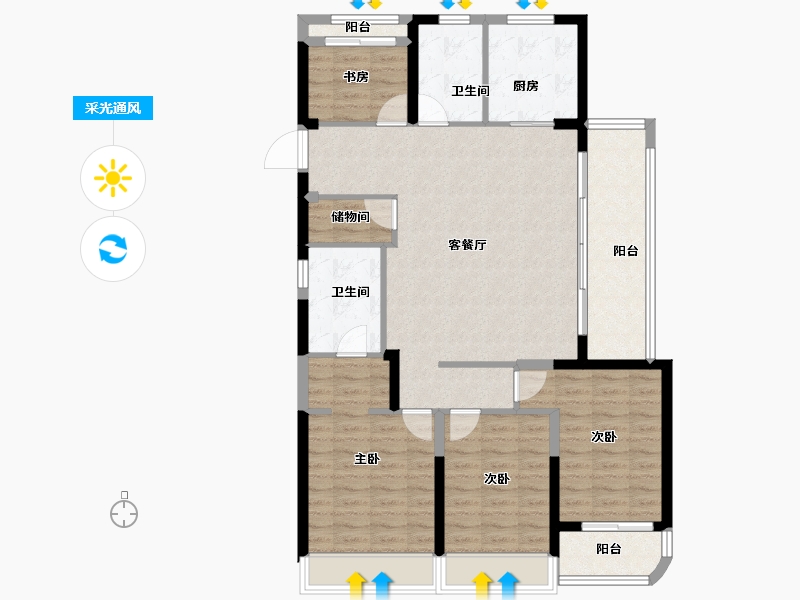 浙江省-温州市-乐虹湾-112.94-户型库-采光通风