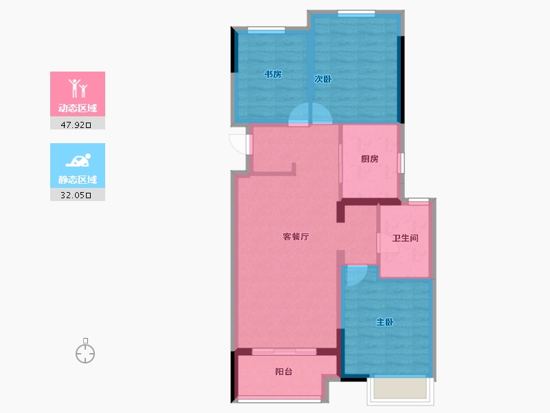 湖北省-武汉市-阳逻万达广场御江-71.20-户型库-动静分区