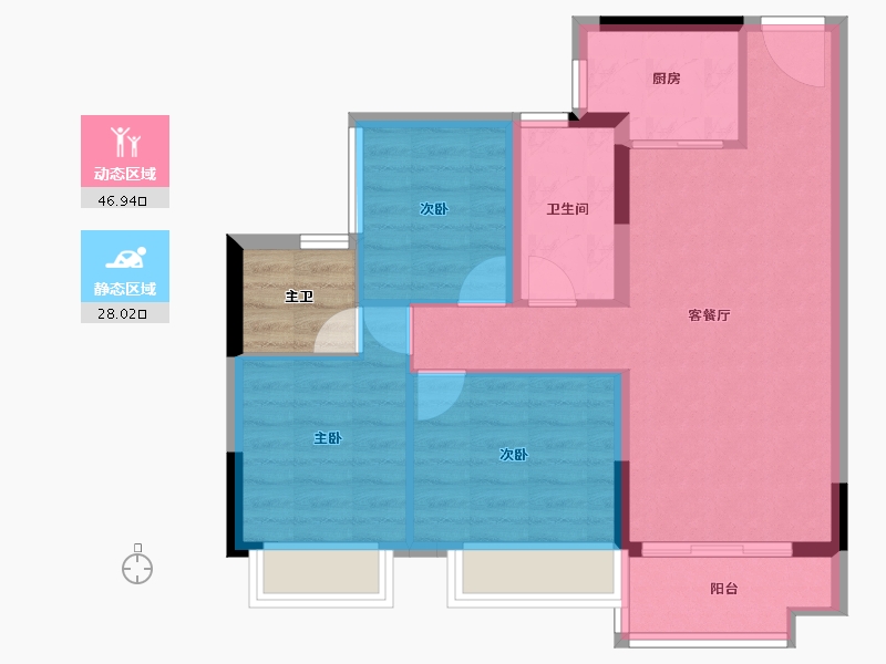 广东省-佛山市-圣桦璟轩-70.37-户型库-动静分区