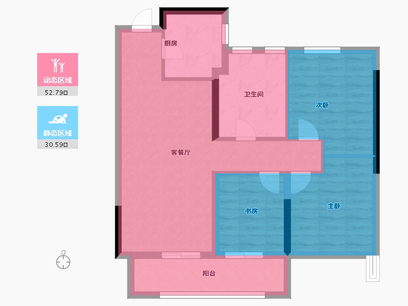 湖北省-武汉市-阳逻万达广场御江-74.40-户型库-动静分区