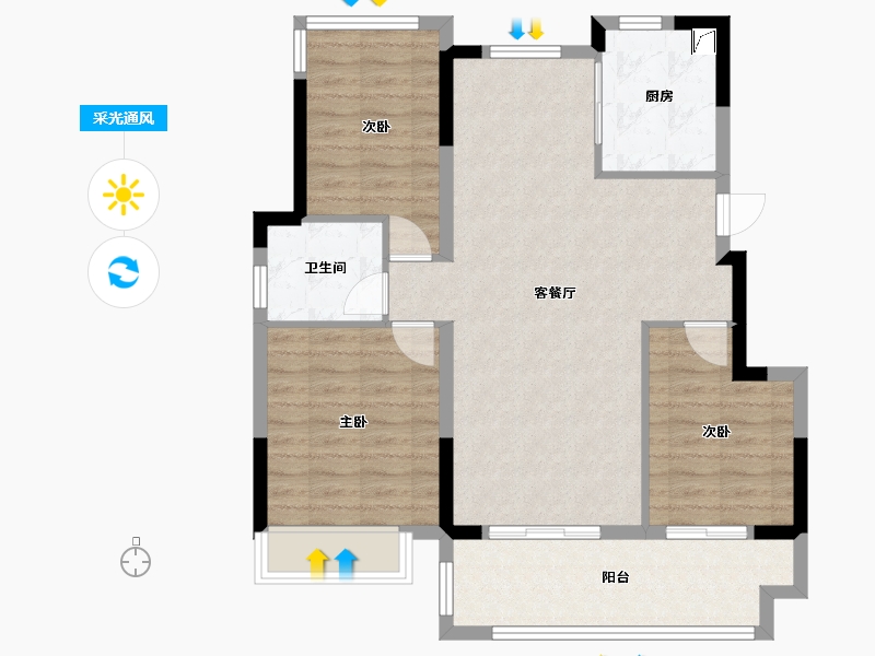 安徽省-合肥市-华盛和睦府-85.22-户型库-采光通风