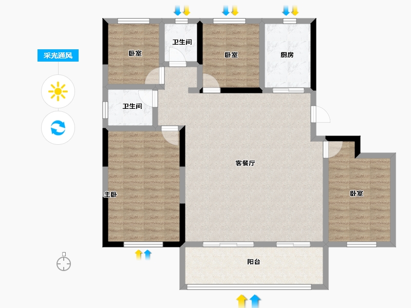 湖南省-长沙市-澳海望洲府-118.94-户型库-采光通风