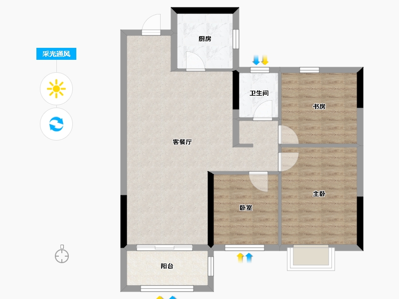 湖南省-长沙市-恒泰芙蓉悦府-80.23-户型库-采光通风