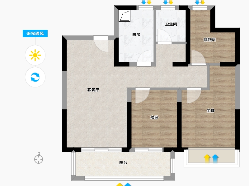 上海-上海市-金海壹品-66.40-户型库-采光通风