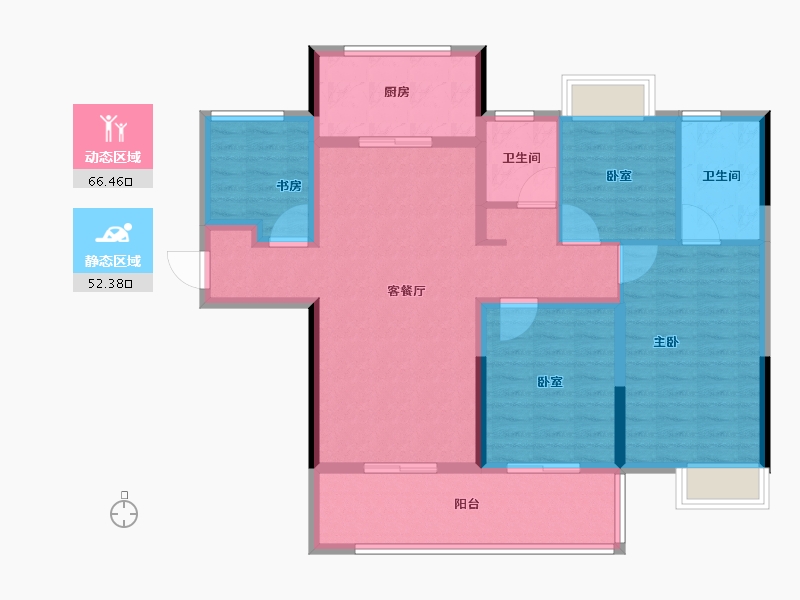 湖南省-长沙市-保利城-106.41-户型库-动静分区