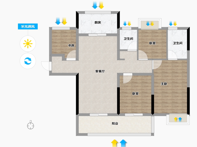 湖南省-长沙市-保利城-106.41-户型库-采光通风