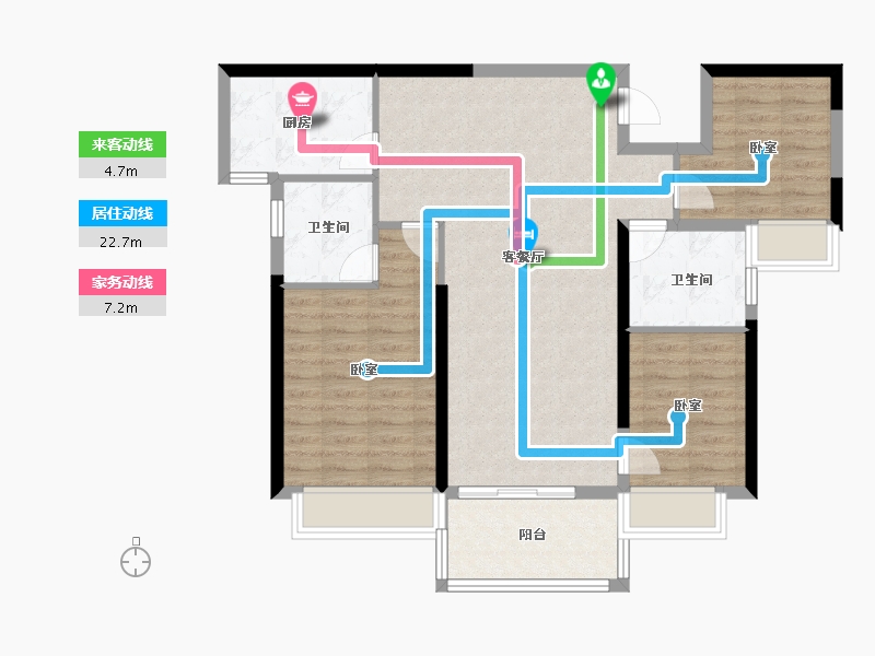 湖北省-武汉市-武汉恒大时代新城-90.40-户型库-动静线