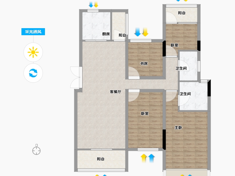 湖南省-长沙市-保利城-116.81-户型库-采光通风