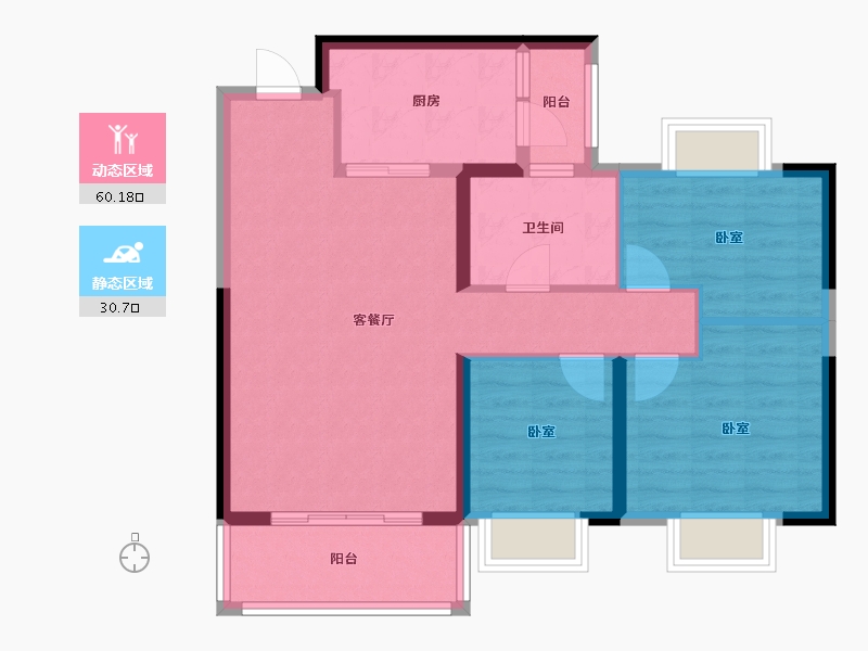 湖北省-武汉市-武汉恒大时代新城-81.39-户型库-动静分区