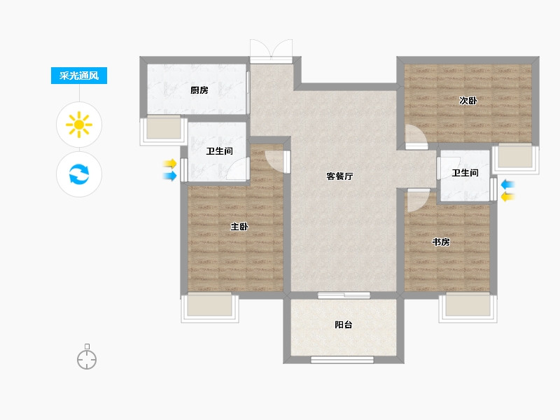 湖北省-武汉市-武汉城建电建汤湖观筑-91.21-户型库-采光通风