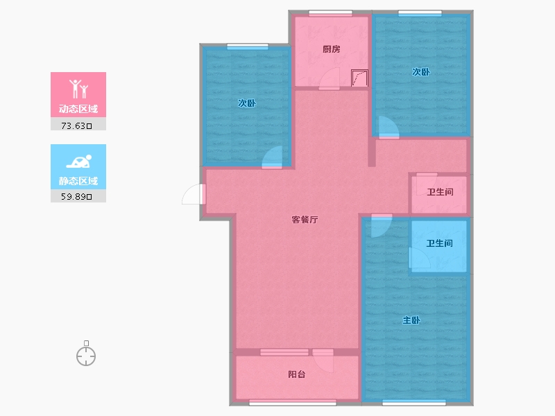 河北省-唐山市-罗马世纪城二期B期-119.67-户型库-动静分区