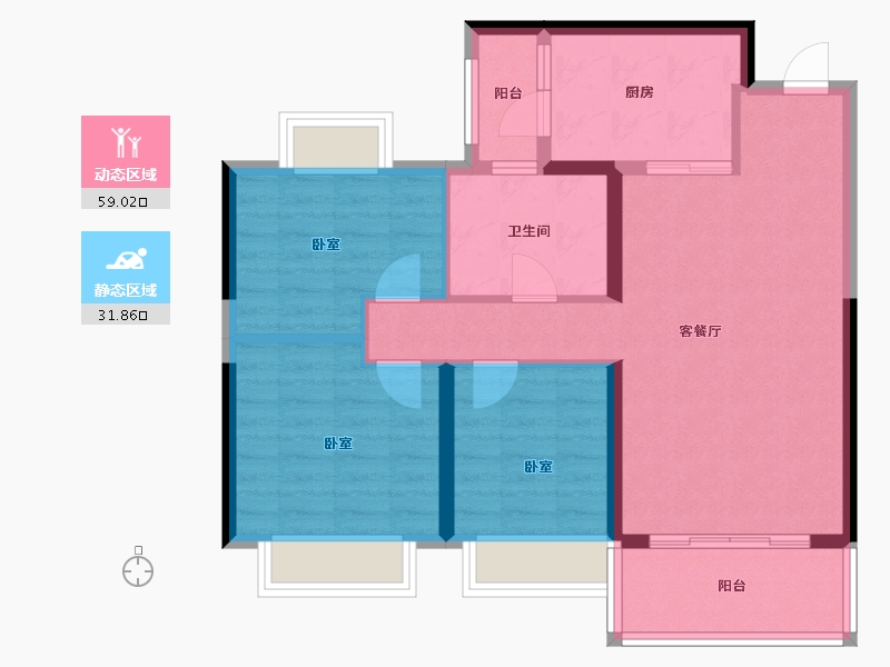 湖北省-武汉市-武汉恒大时代新城-81.30-户型库-动静分区