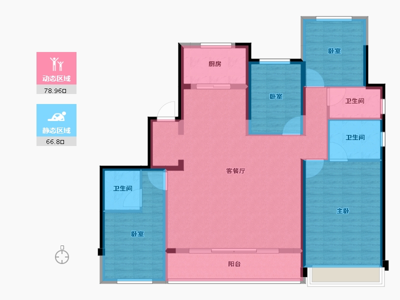 浙江省-温州市-德信新希望江屿云庄-132.00-户型库-动静分区