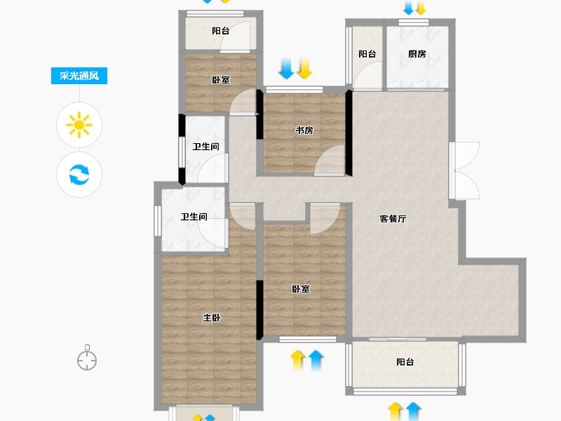 湖南省-长沙市-保利城-122.53-户型库-采光通风