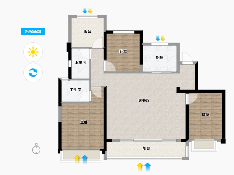 浙江省-温州市-德信新希望江屿云庄-114.40-户型库-采光通风