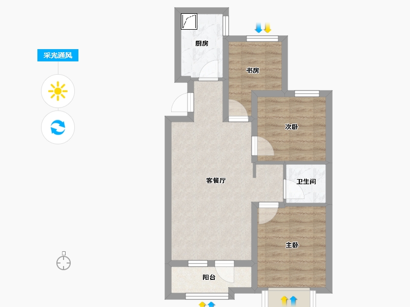 河北省-廊坊市-大厂紫涵园-64.00-户型库-采光通风