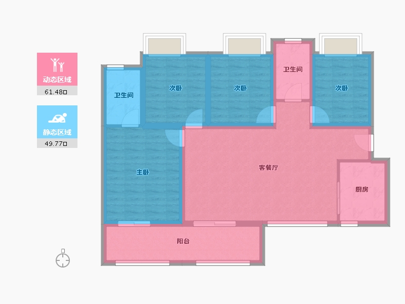 湖南省-长沙市-金科集美天辰-99.38-户型库-动静分区