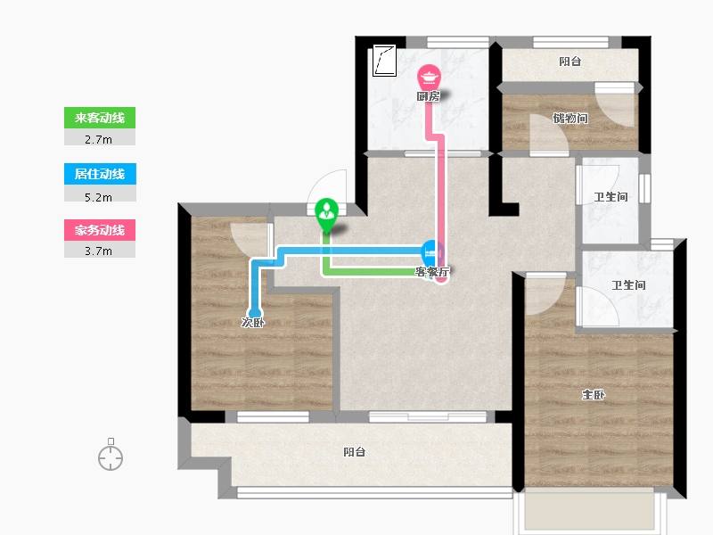 湖南省-长沙市-华远碧桂园海蓝城-63.08-户型库-动静线