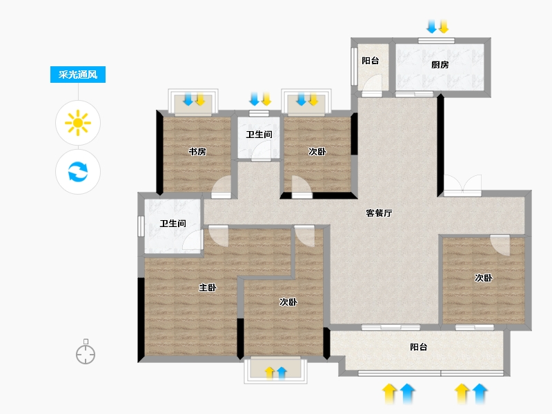 湖南省-长沙市-华润翡翠府-132.01-户型库-采光通风