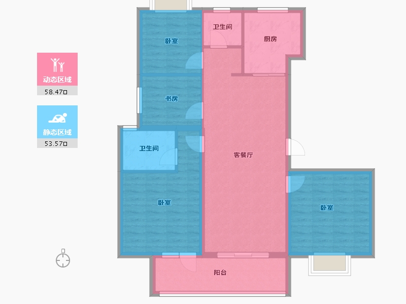 湖北省-武汉市-北辰金地漾时代-101.17-户型库-动静分区