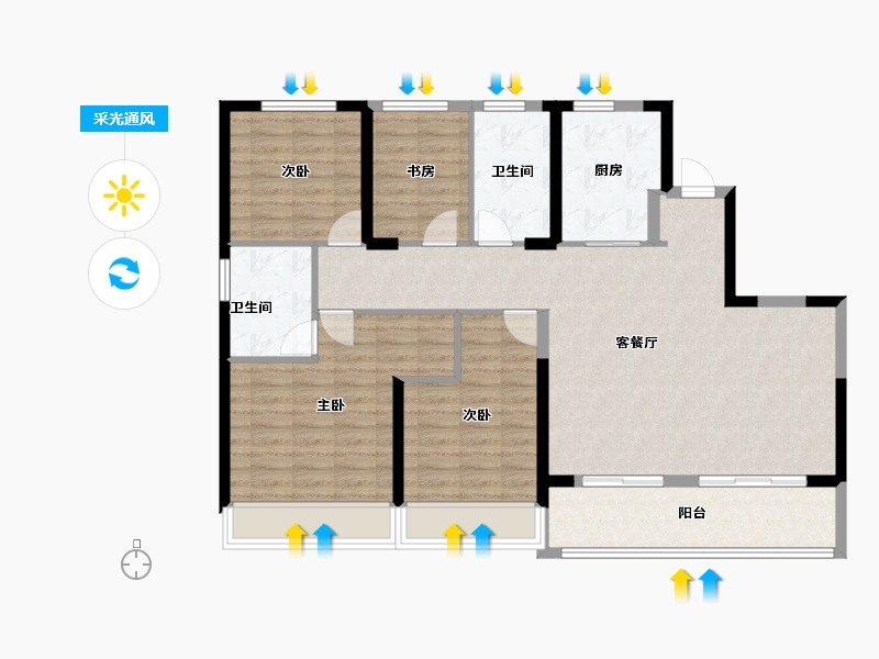 浙江省-温州市-星创晶晖园-111.77-户型库-采光通风