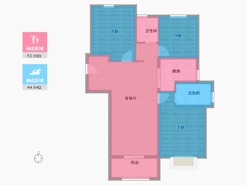 湖北省-武汉市-保利星河九洲-87.20-户型库-动静分区