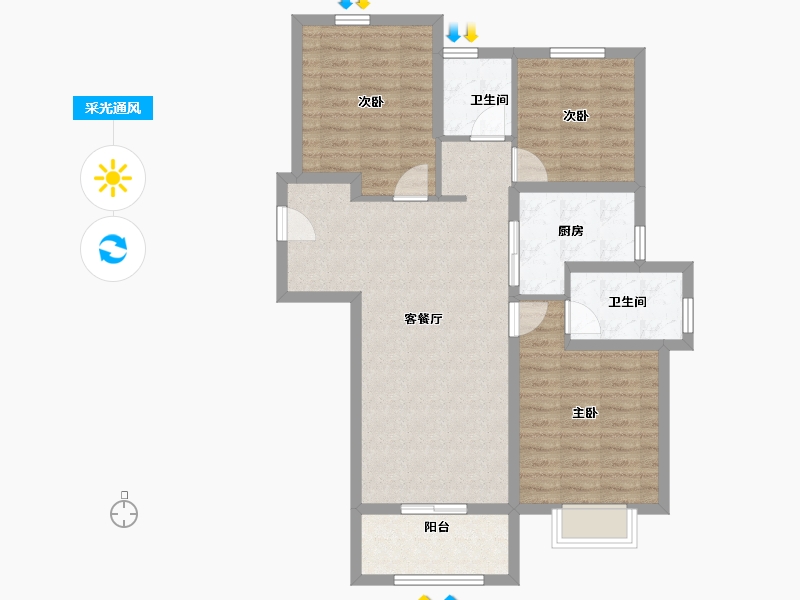 湖北省-武汉市-保利星河九洲-87.20-户型库-采光通风