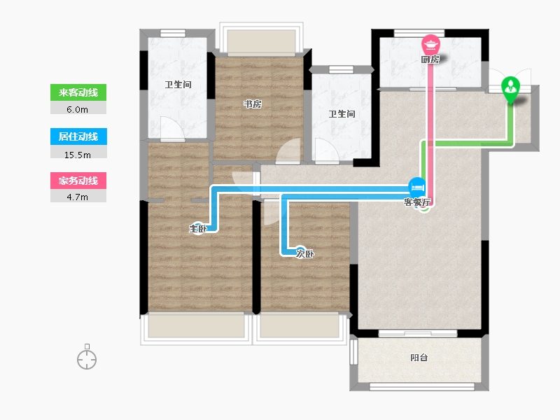 湖北省-武汉市-绿城凤起乐鸣-95.03-户型库-动静线