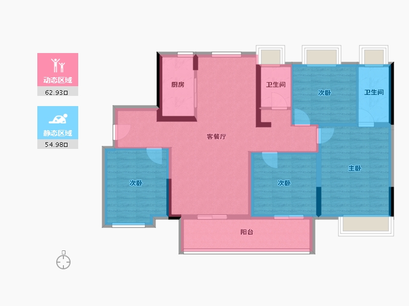 湖北省-武汉市-武汉碧桂园江城纪-105.60-户型库-动静分区