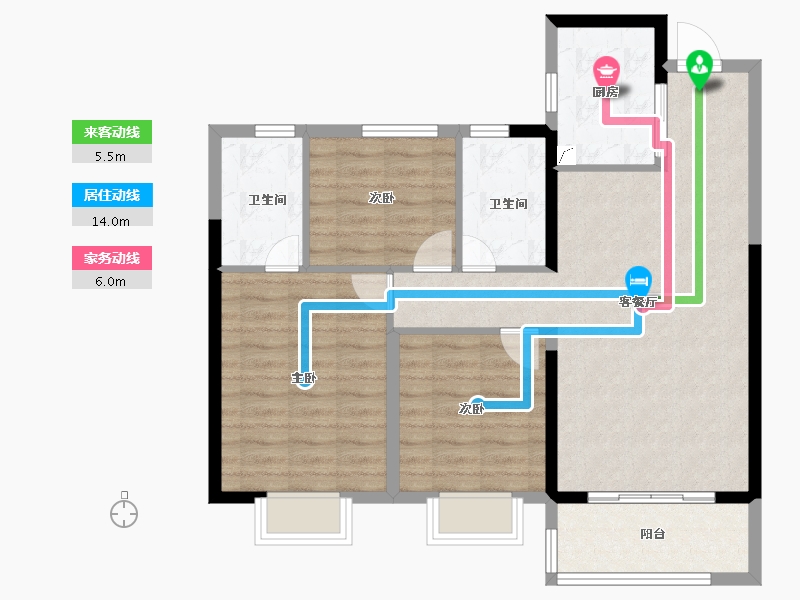 湖南省-长沙市-阳光城溪山悦-85.60-户型库-动静线