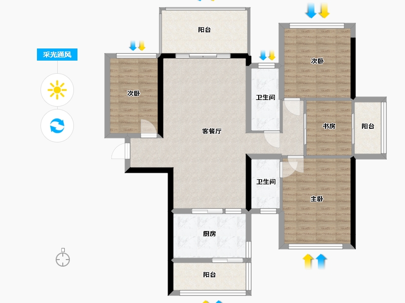 广西壮族自治区-钦州市-正元·及第尊府-120.24-户型库-采光通风