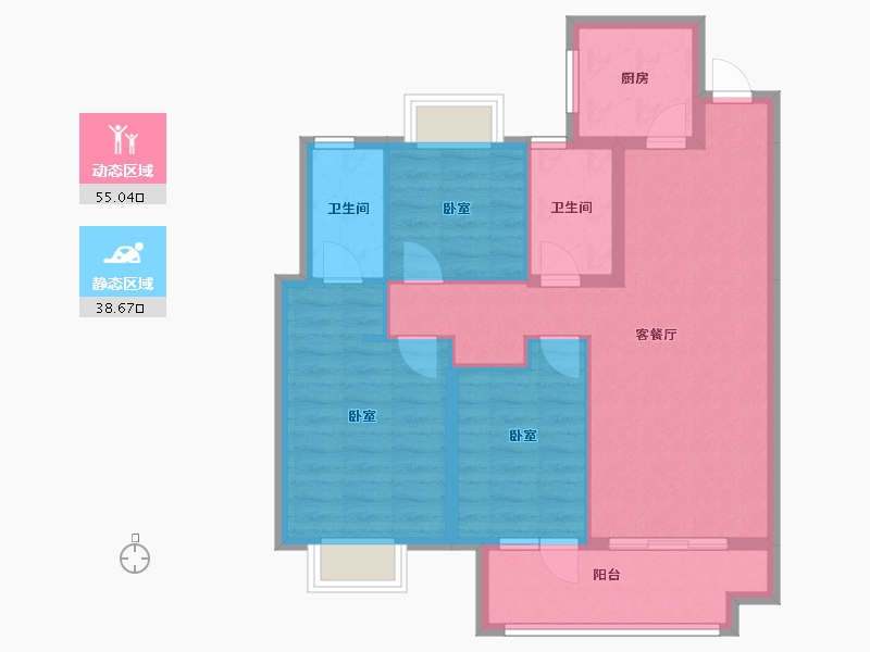 湖北省-武汉市-北辰金地漾时代-83.88-户型库-动静分区