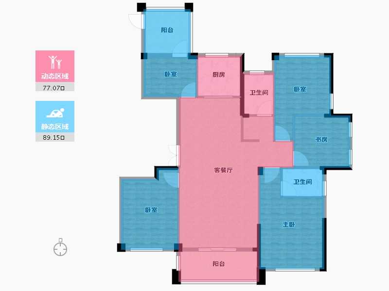 浙江省-温州市-蓝城凤起朝阳-152.01-户型库-动静分区