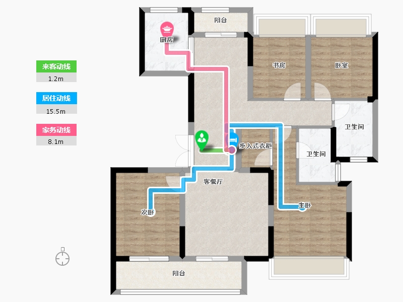 湖北省-武汉市-绿城凤起乐鸣-107.09-户型库-动静线