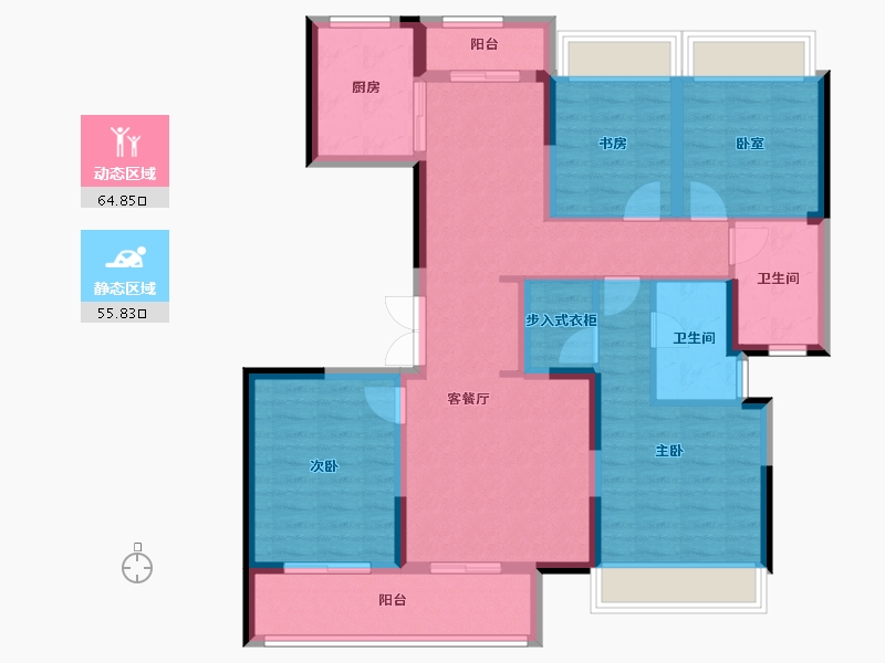 湖北省-武汉市-绿城凤起乐鸣-107.09-户型库-动静分区