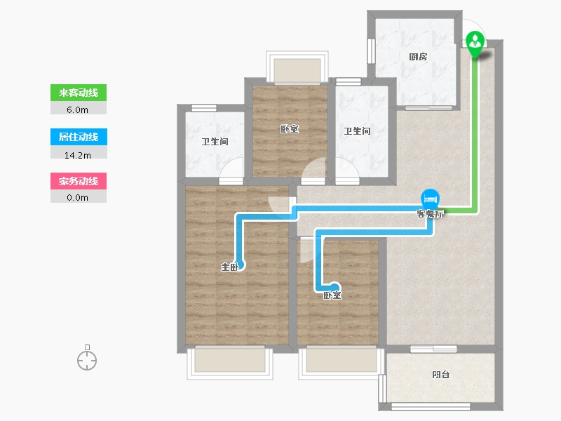 湖北省-武汉市-武汉恒大时代新城-84.80-户型库-动静线