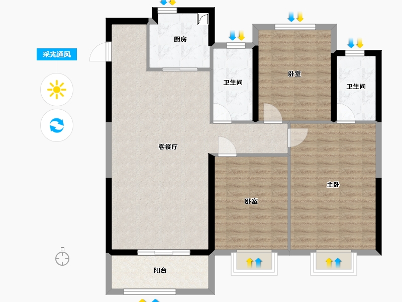 浙江省-温州市-招商德信·博悦湾-106.00-户型库-采光通风