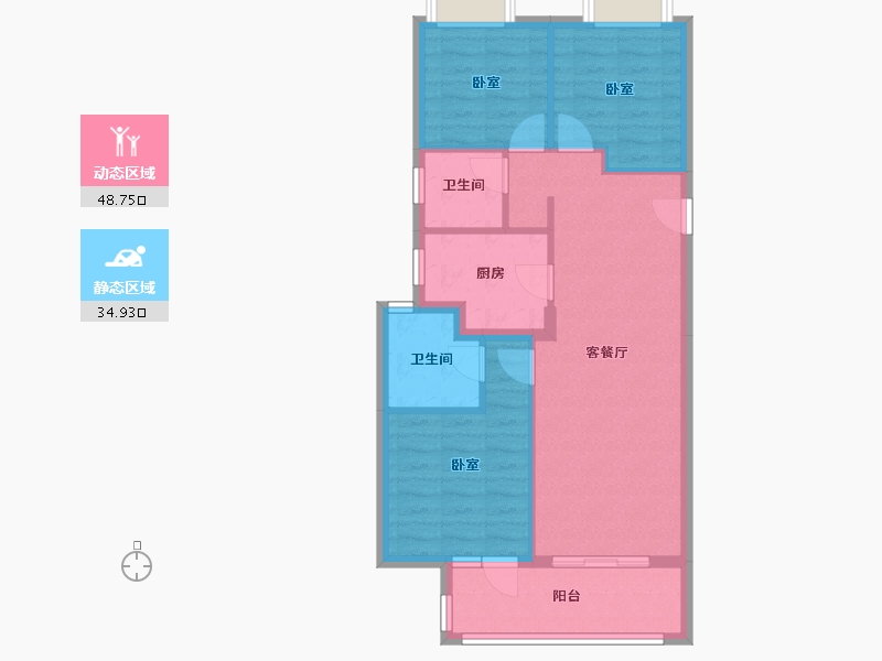 湖北省-武汉市-北辰金地漾时代-75.31-户型库-动静分区