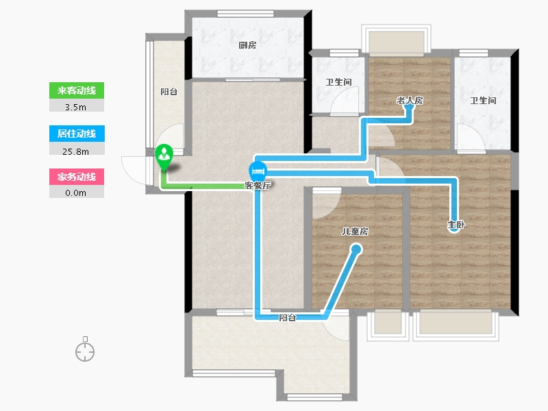 湖南省-长沙市-保利城-108.81-户型库-动静线