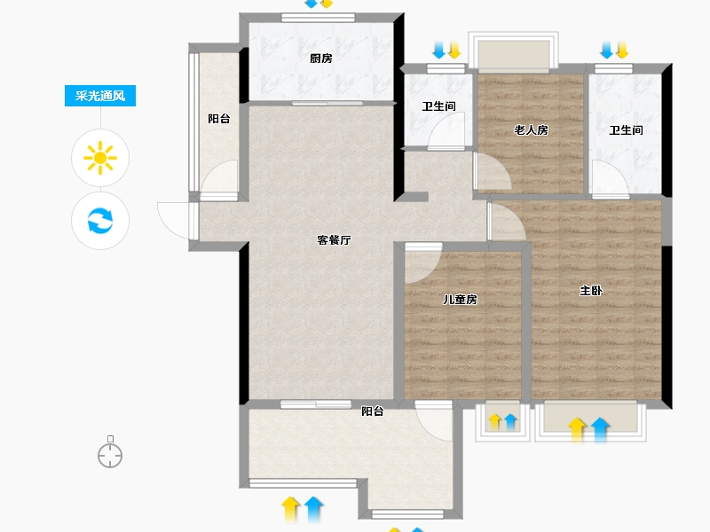 湖南省-长沙市-保利城-108.81-户型库-采光通风