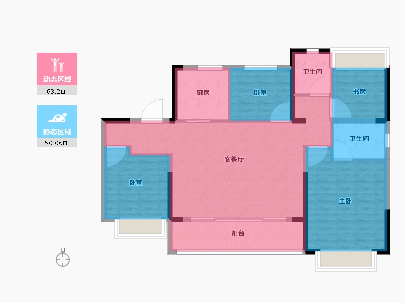 浙江省-温州市-璀璨·天瑞锦园-102.41-户型库-动静分区