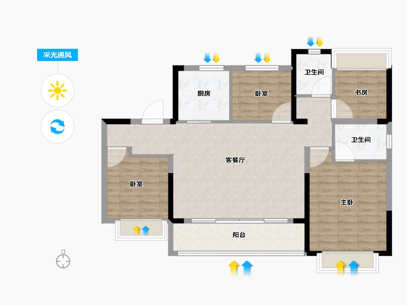 浙江省-温州市-璀璨·天瑞锦园-102.41-户型库-采光通风